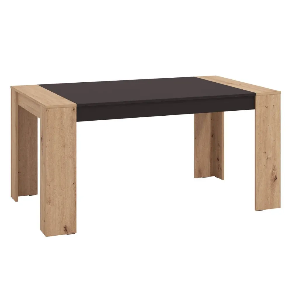 Tavolo da pranzo 154x90 cm legno massello rovere nero