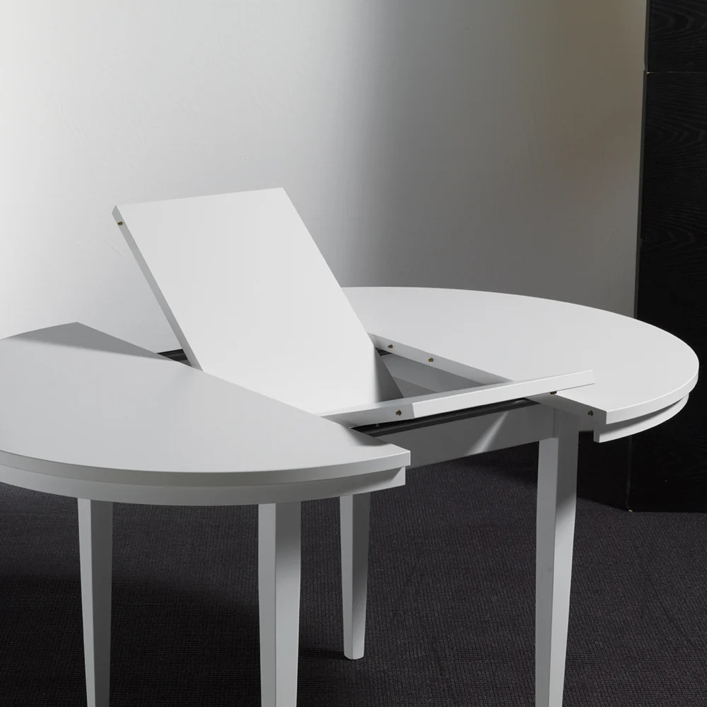 Tavolo tondo legno classico color bianco allungabile cm 110x76h