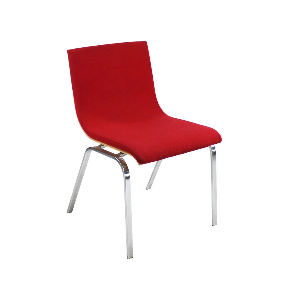 Boss Design: Sedia impilabile tessuto rosso/schienale rovere - Ristrutturata