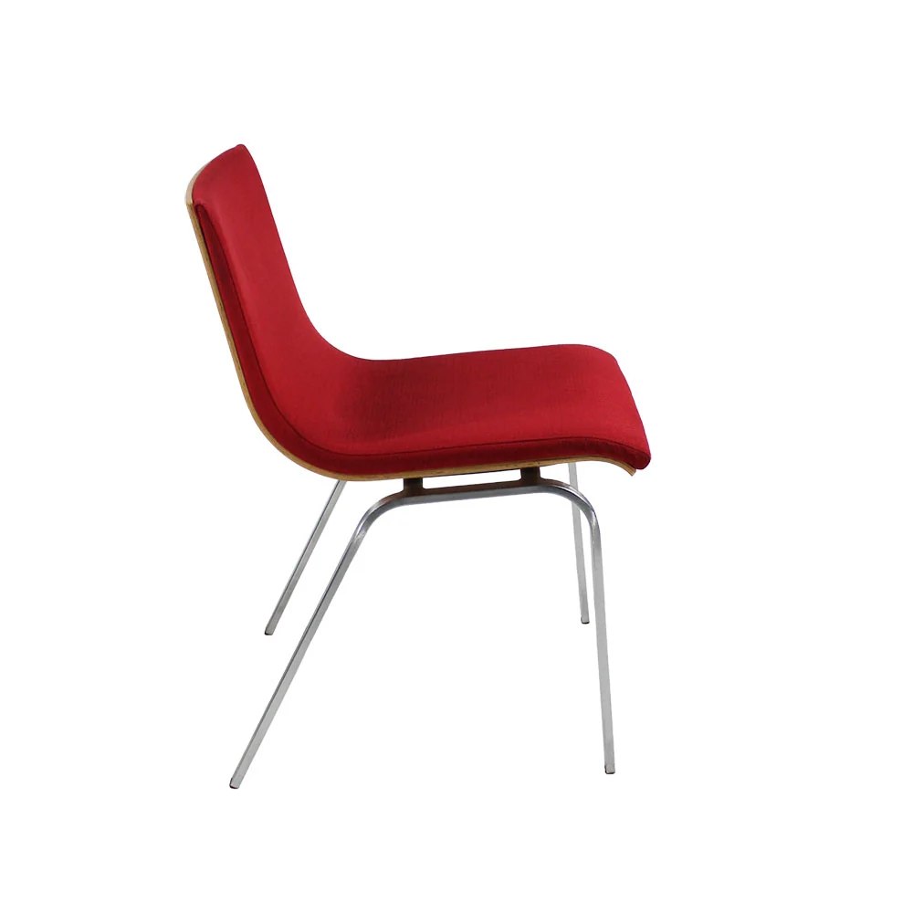 Boss Design: Sedia impilabile tessuto rosso/schienale rovere - Ristrutturata