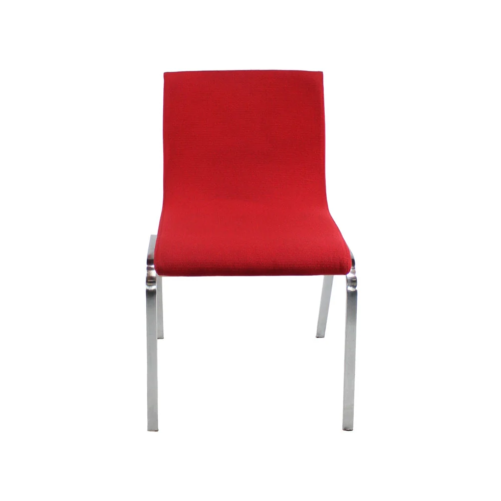 Boss Design: Sedia impilabile tessuto rosso/schienale rovere - Ristrutturata