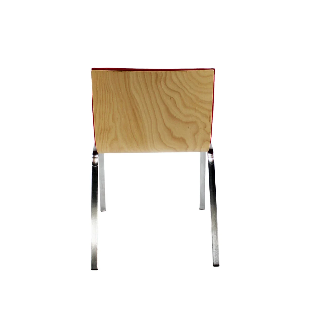 Boss Design: Sedia impilabile tessuto rosso/schienale rovere - Ristrutturata