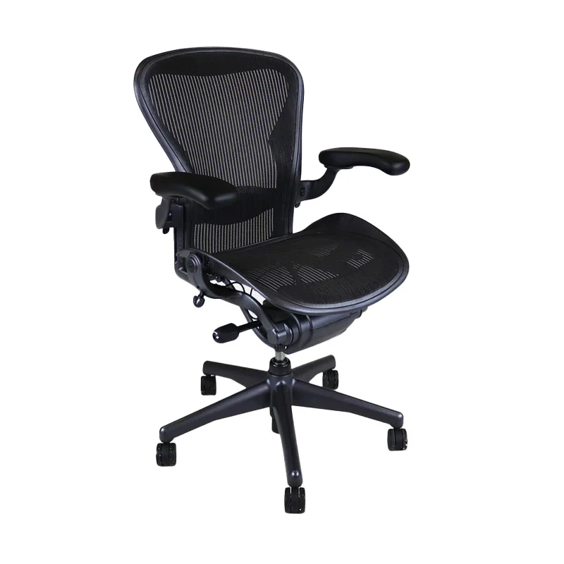 Herman Miller: Aeron - Size B - Braccio fisso, inclinazione dello schienale (grafite) - Ricondizionato
