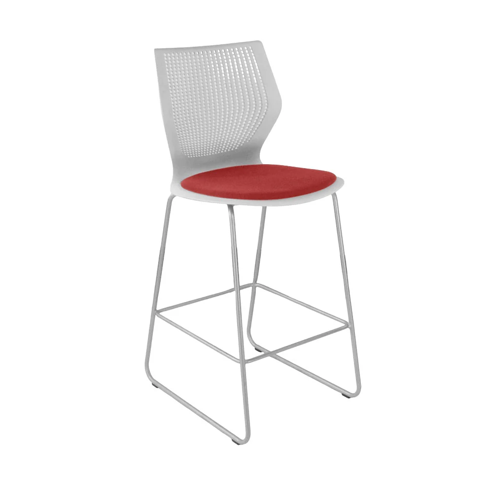 Knoll: Multigeneration Sgabello tessuto rosso - Ristrutturato
