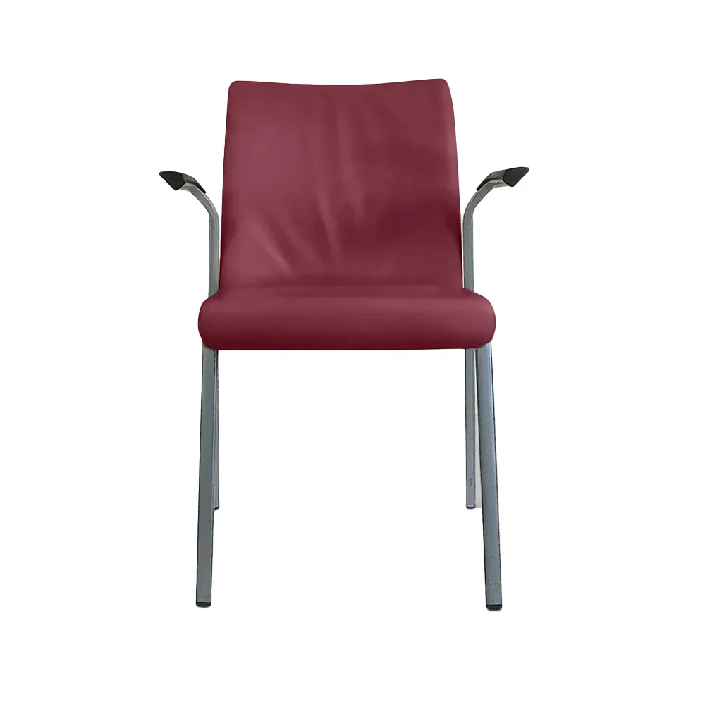 Steelcase: Sedia impilabile pelle bordeaux - Ristrutturata
