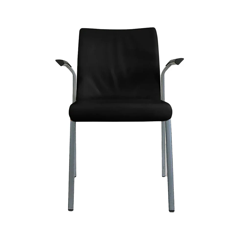 Steelcase: Sedia impilabile pelle nera - Ristrutturata