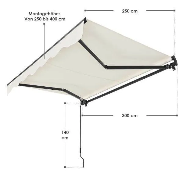 Tenda da sole braccio articolato 300 x 250 cm con manovella beige