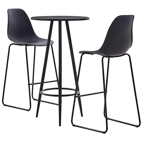 Tidyard Set 3 pz da Bar, Set Tavolino Bar, Set di Mobili da Balcone, Set Tavolo Quadrato e 2 Sedie da Bar Alti Plastica (N...