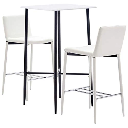 Tidyard Set da Bar 3 pz Similpelle Bianco,Set da Giardino da Bar,per Qualsiasi Casa, Giardino, Bar, Pub o Ristorante Moder...