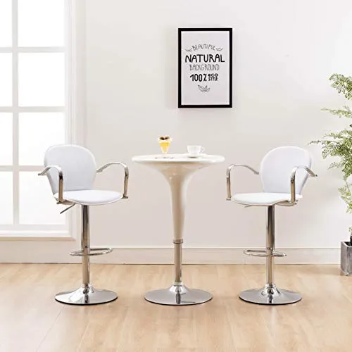 Tidyard Set di 2 Sgabello da Bar,Sgabello da Cucina, Altezza Regolabile, Girevole 360 °, con Schienale, Poggiapiedi e Brac...