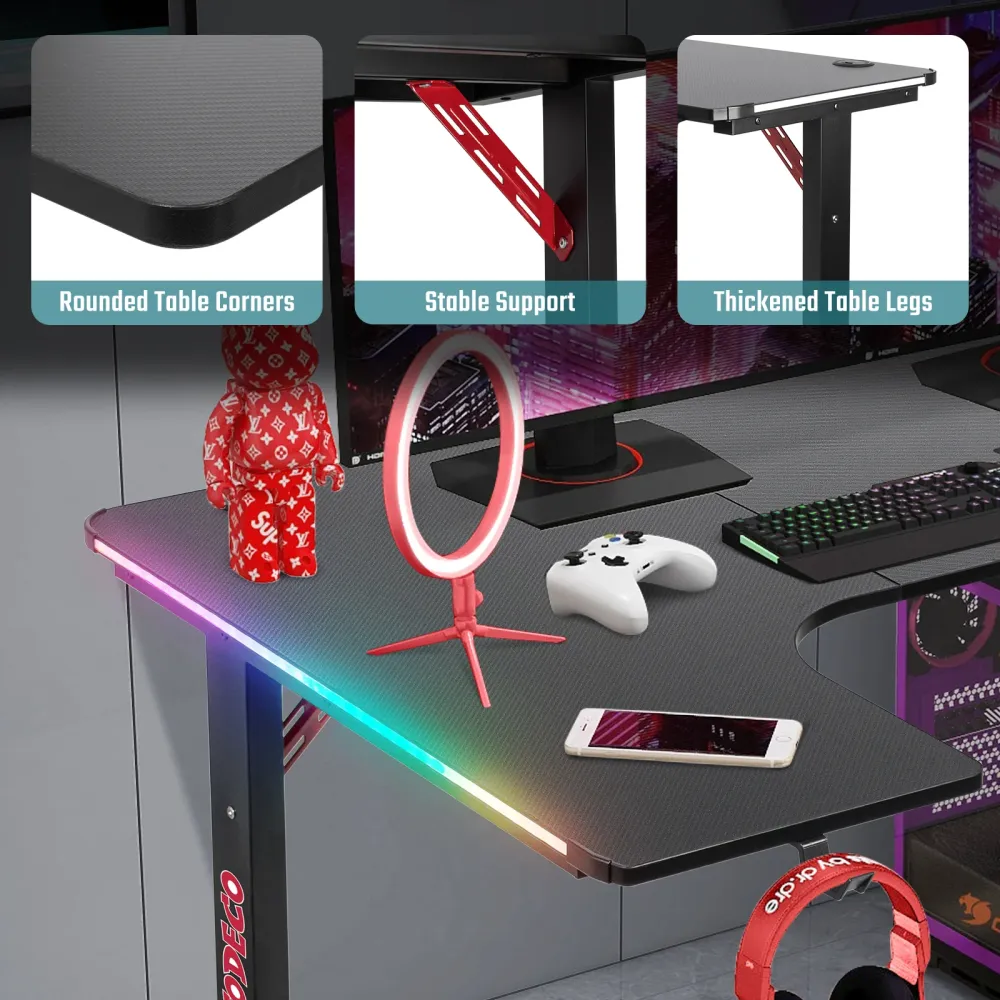 Scrivania Gaming LED L Todeco