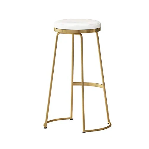 Sgabello Da Bar Moderno Metallo, Cucina Sgabello Da Bar Per Colazione - Staffa Metallo Dorato E Tappetino Bianco Per La Ca...