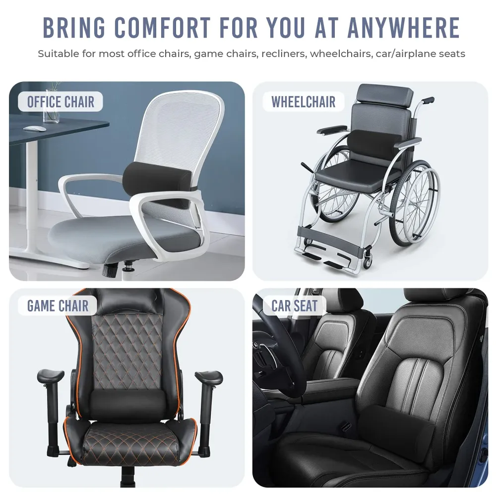 Tusscle Cuscino Lombare per Sedia da Ufficio per Auto, Cuscino di Supporto Lombare Forma di D per un Fastidioso Sollievo D...