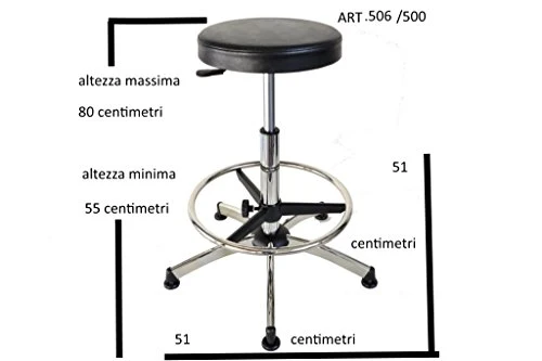 Sgabello cromato regolabile con sedile pulioretano -pompa gas anello regolabile uni-form