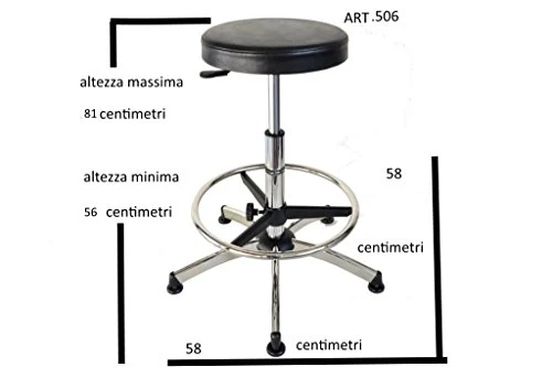Sgabello cromato regolabile con sedile pulioretano -pompa gas anello regolabile uni-form