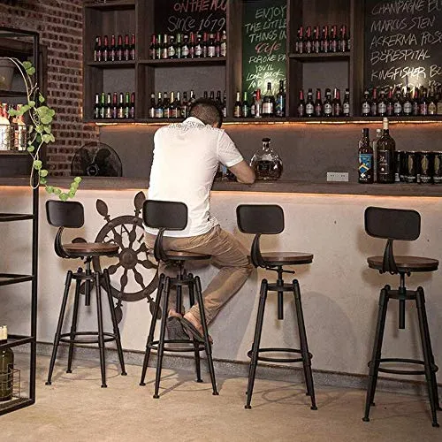 UWY Sedia da Bar per la casa Sedia Legno massello con Sollevamento Stile Loft Coffee Shop Sgabello da Bar Girevole Sgabell...