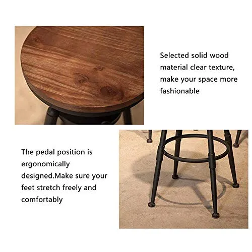 UWY Sedia da Bar per la casa Sedia Legno massello con Sollevamento Stile Loft Coffee Shop Sgabello da Bar Girevole Sgabell...