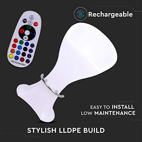 Sgabello da Bar LED Multicolor Rgb Batteria Ricaricabile e Telecomando Ip54 V-TAC