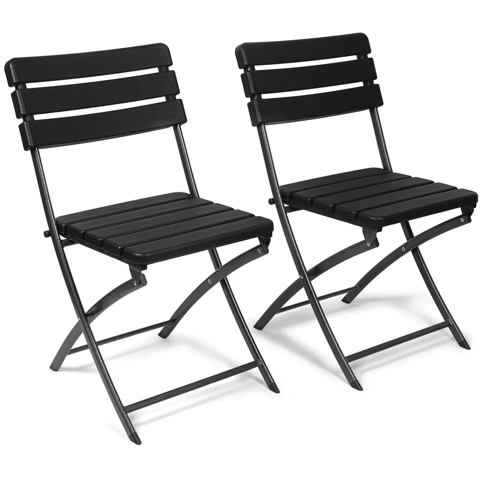 Vanage VG-8717 Set Sedie, Plastica HDPE, Nero, 55 x 46 55 x 46 x 81 cm, Nero