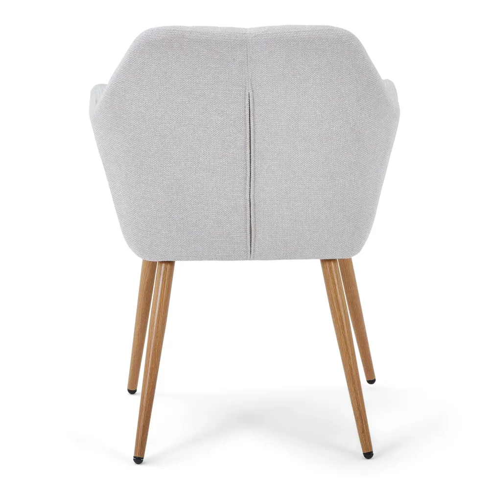 Vanessa sedia da pranzo con braccioli - tessuto beige e effetto rovere