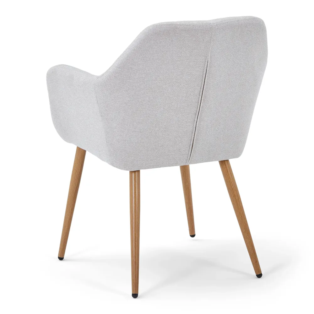Vanessa sedia da pranzo con braccioli - tessuto beige e effetto rovere