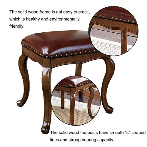 Vanity Benches Sgabello, Puff Contenitore Ecopelle, Sgabello Pianoforte, capacità 100 kg, Mobili Decorativi per Casa, Came...