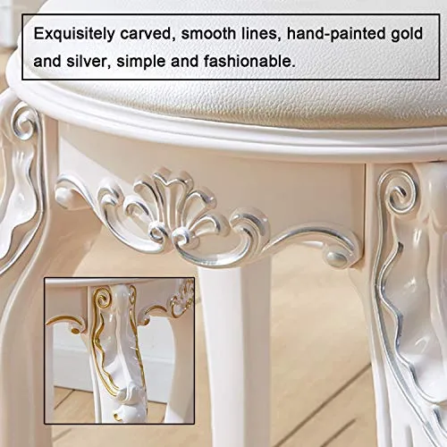 Vanity Benches Sgabello da Trucco Velluto, Sgabello Rotondo Moderna per Trucco, Puff Contenitore per Camera da Letto Bagno...