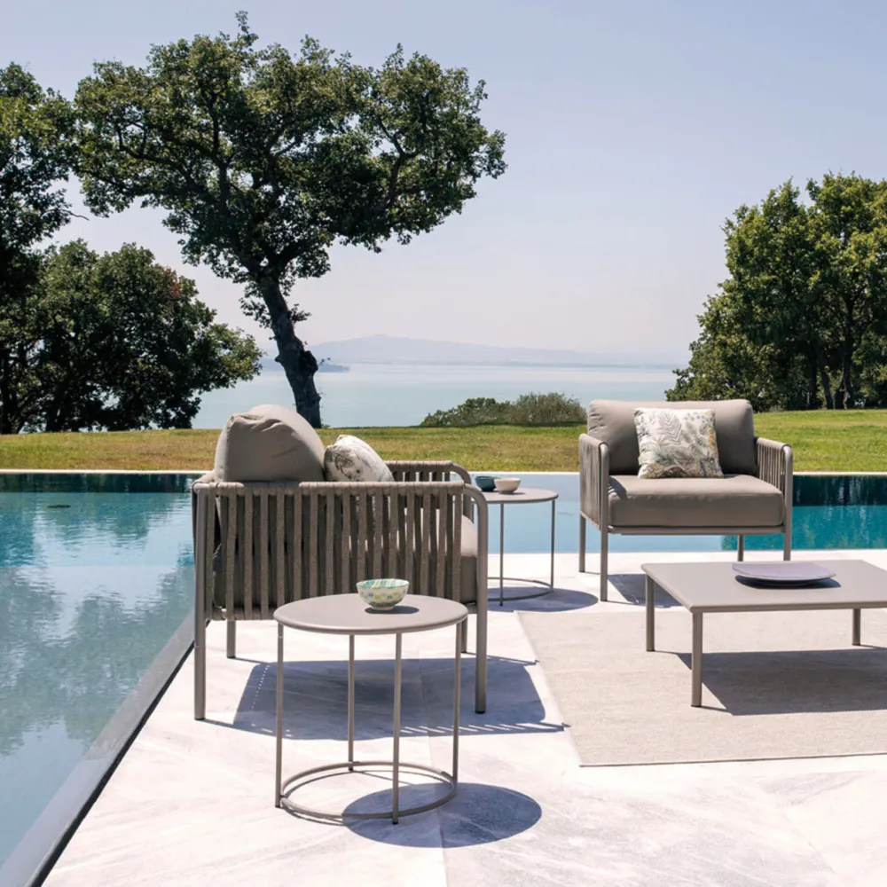 Divano modulo singolo con schienale corda "Key West" con cuscini cm 80x80 64h Vermobil