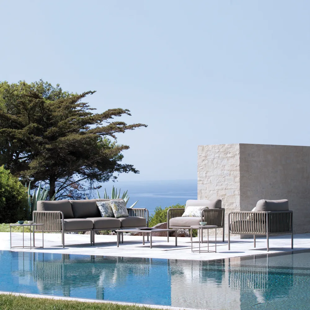 Divano modulo singolo con schienale corda "Key West" con cuscini cm 80x80 64h Vermobil