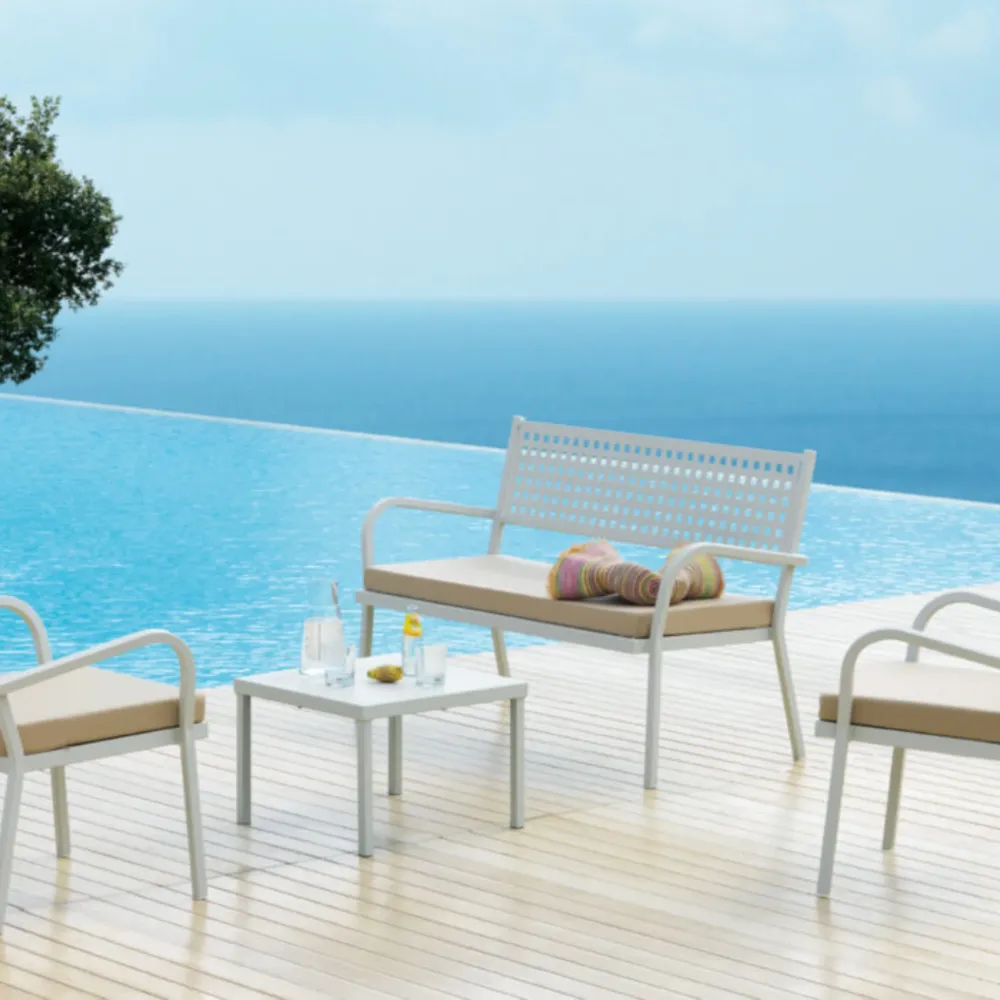 Panca metallo da giardino "Alice1" divano impilabile con braccioli cm 148x53 85h Vermobil