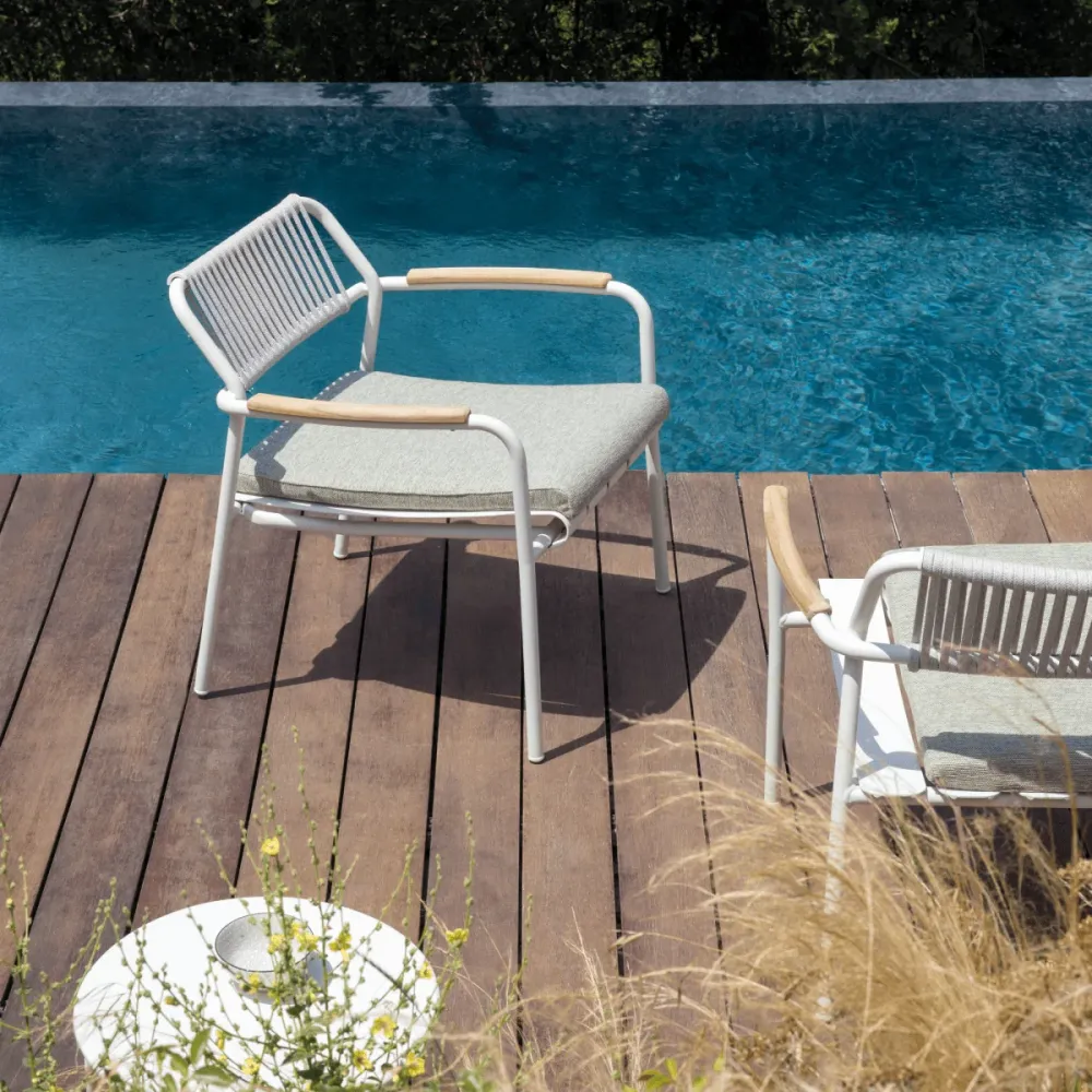 Poltrona bassa con schienale corda "Verdea Rope" sedia lounge da giardino cm 74x70 74h Vermobil