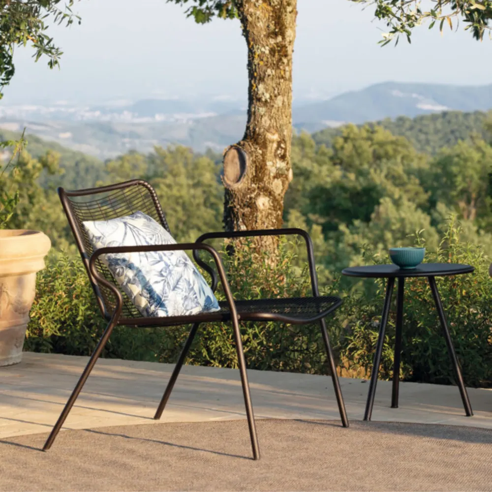 Poltrona bassa metallo verniciato "Roma" sedia lounge da giardino cm 72x74 78h Vermobil