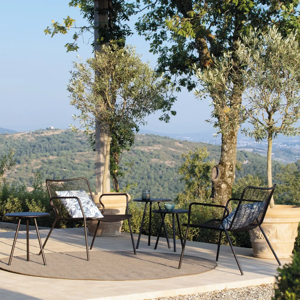 Poltrona bassa metallo verniciato "Roma" sedia lounge da giardino cm 72x74 78h Vermobil