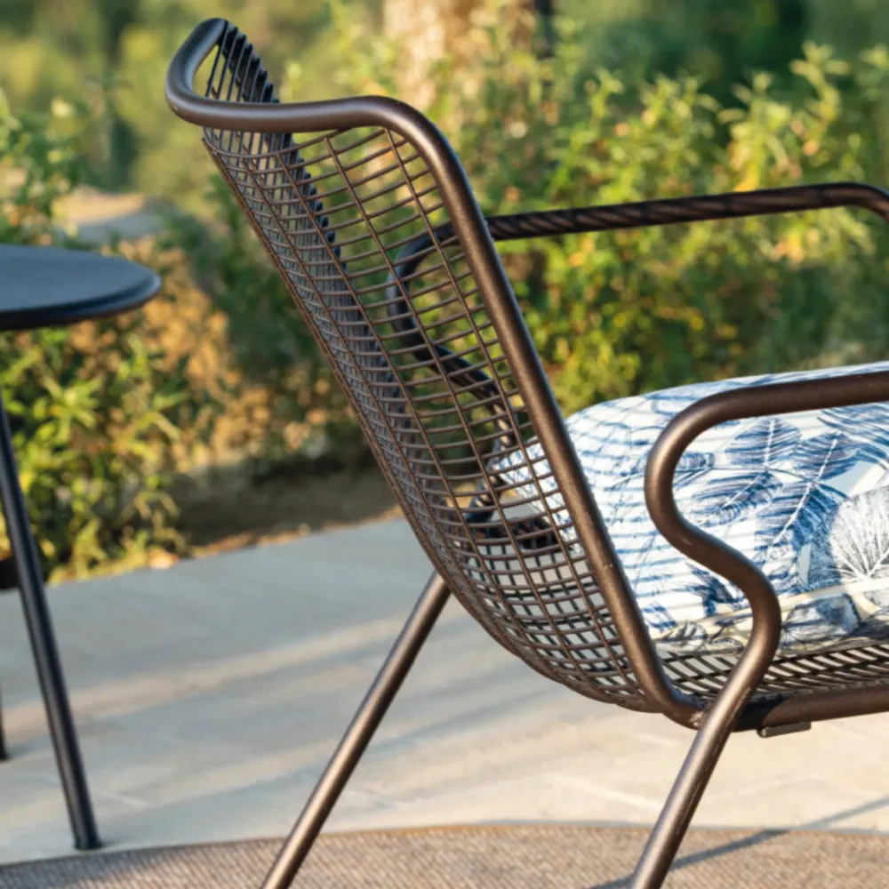 Poltrona bassa metallo verniciato "Roma" sedia lounge da giardino cm 72x74 78h Vermobil