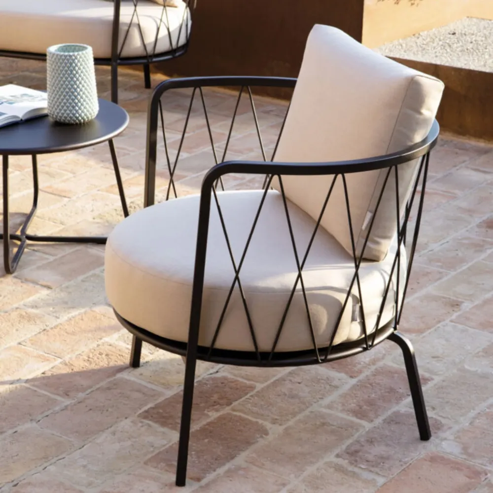 Poltrona bassa metallo zincato "Daisy12" sedia lounge da giardino cm 73x73 71h Vermobil