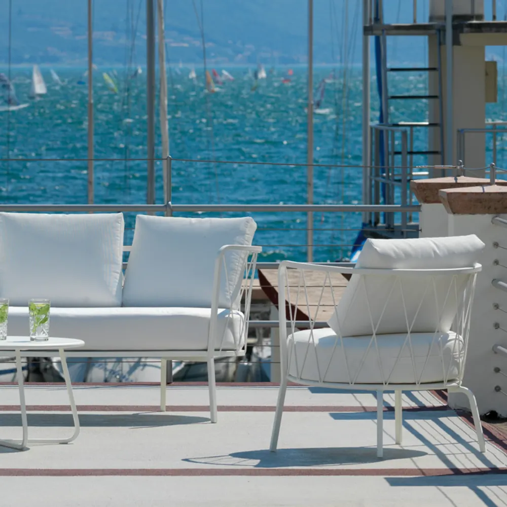Poltrona bassa metallo zincato "Daisy12" sedia lounge da giardino cm 73x73 71h Vermobil