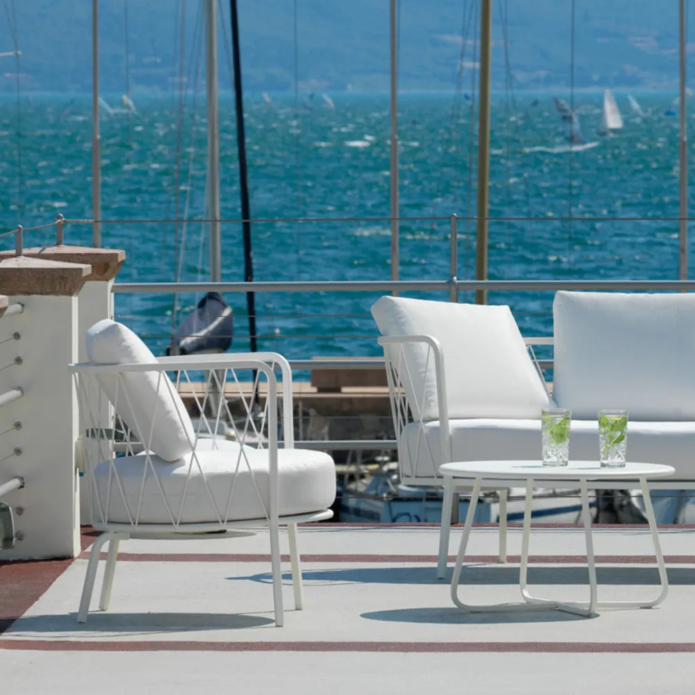 Poltrona bassa metallo zincato "Daisy12" sedia lounge da giardino cm 73x73 71h Vermobil