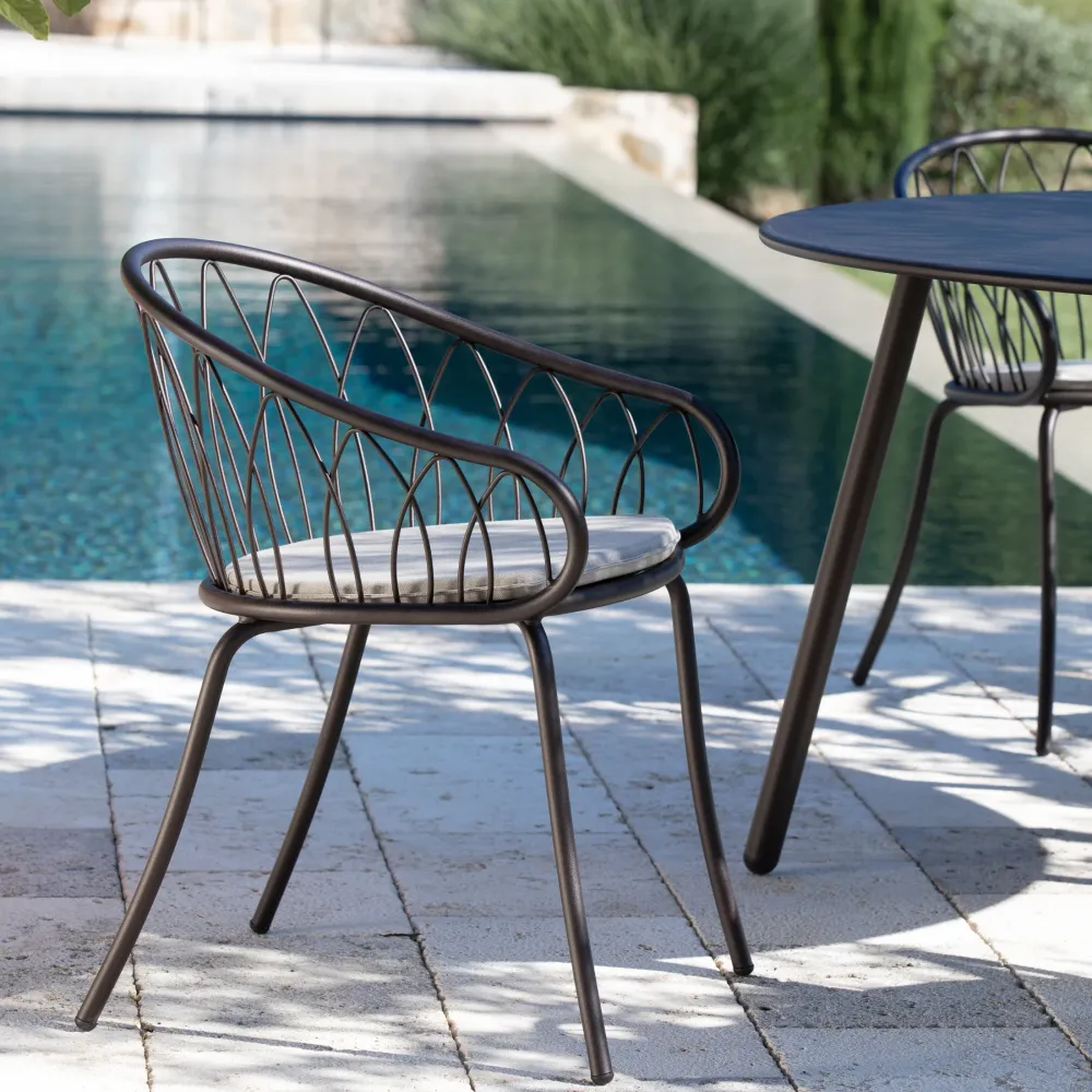 Set di sedie da giardino metallo verniciato "Flora" impilabili cm 59x56 81h Vermobil