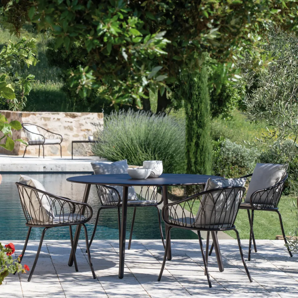 Set di sedie da giardino metallo verniciato "Flora" impilabili cm 59x56 81h Vermobil