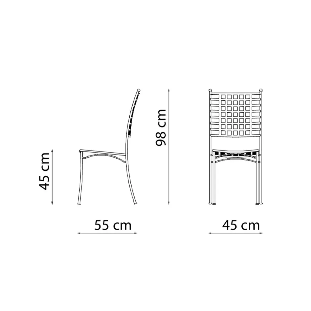 Set di sedie moderne metallo verniciato "Tosca" da giardino impilabili cm 45x58 100h Vermobil