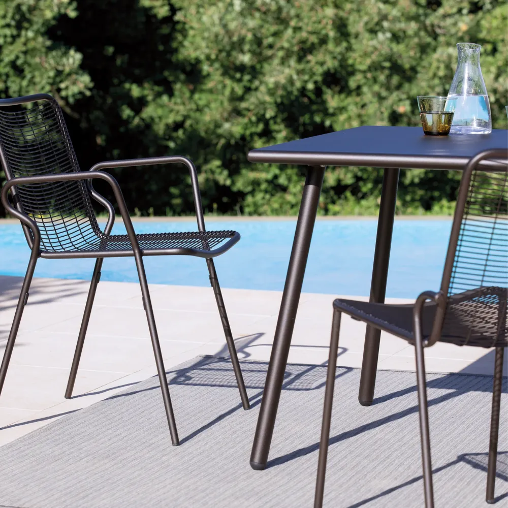 Set di sedie moderne "Roma" metallo verniciato da giardino impilabili Vermobil