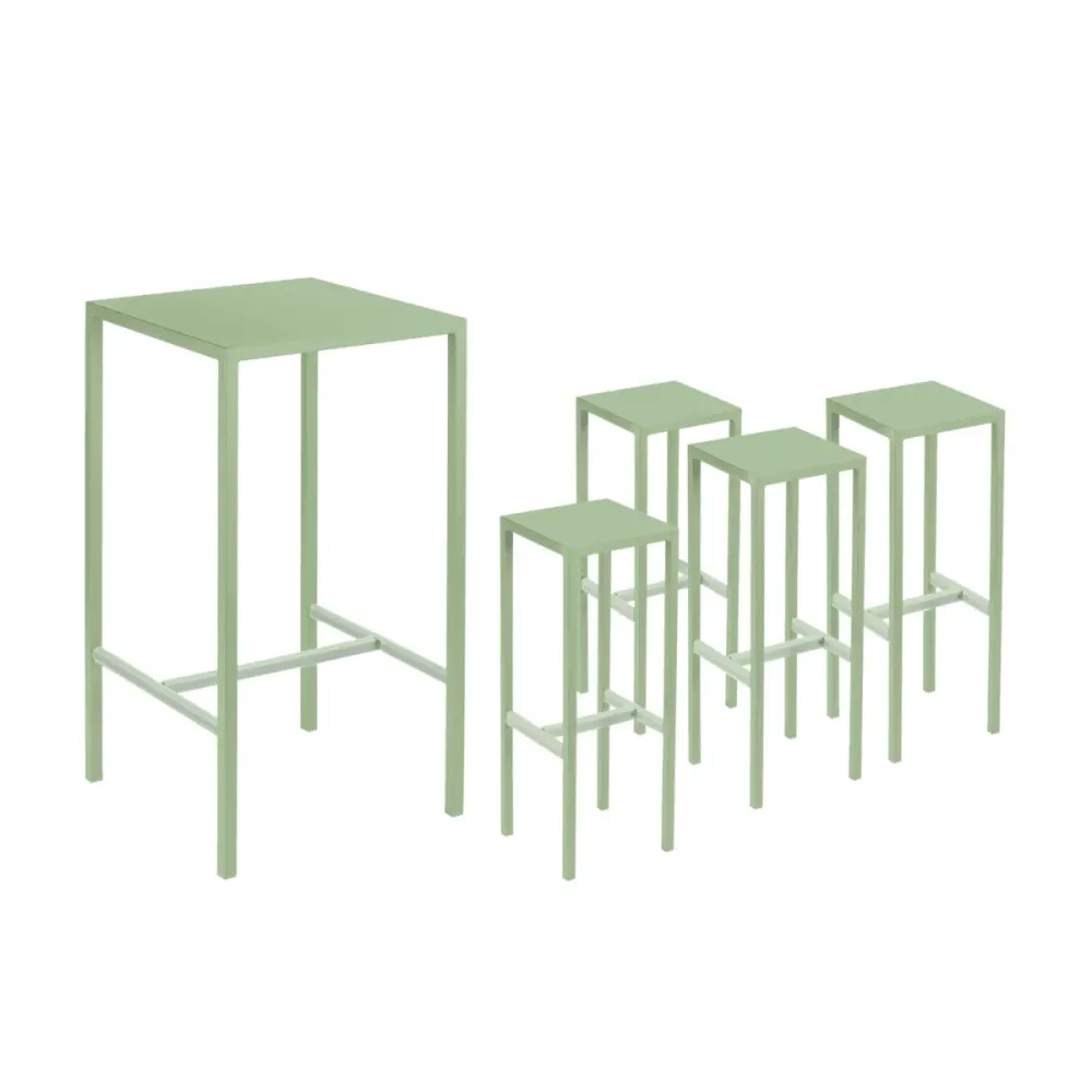 Set tavolo alto + 2 sgabelli metallo "Seaside" da giardino moderno cm 60x60 110h Vermobil