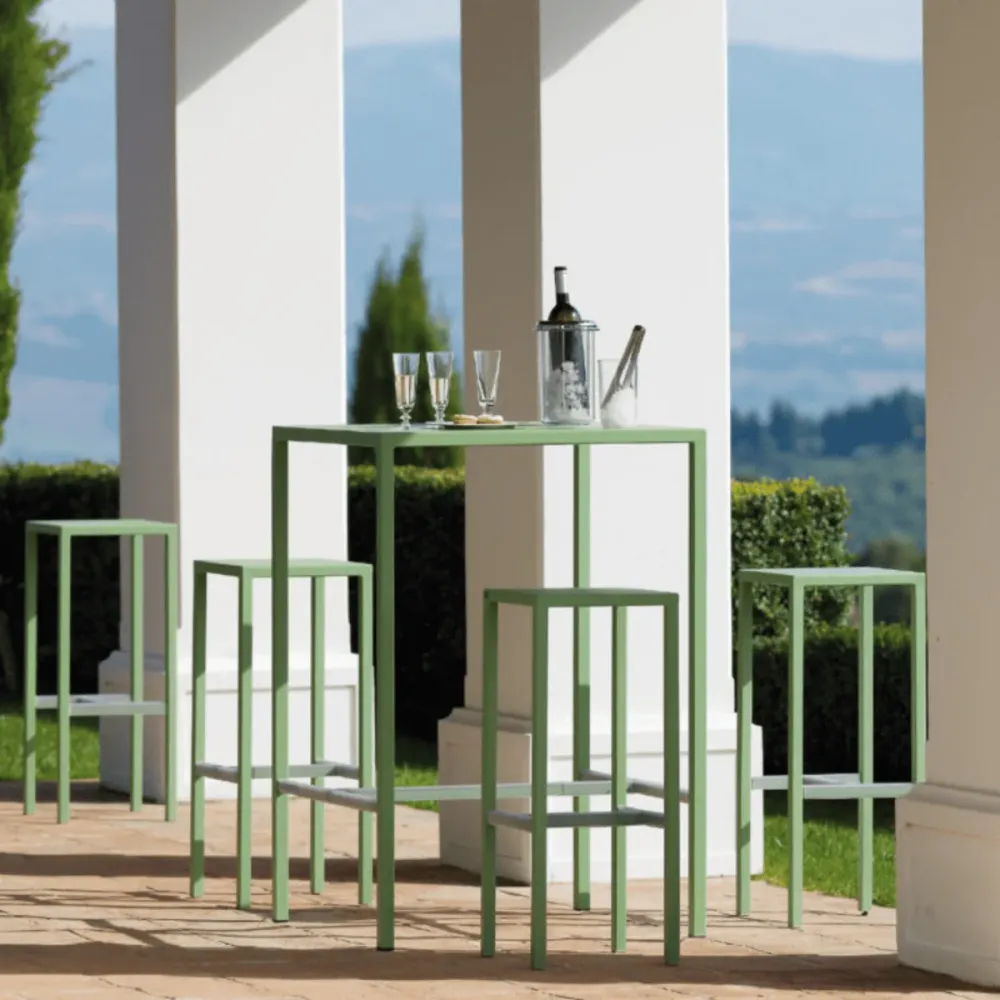 Set tavolo alto + 2 sgabelli metallo "Seaside" da giardino moderno cm 60x60 110h Vermobil