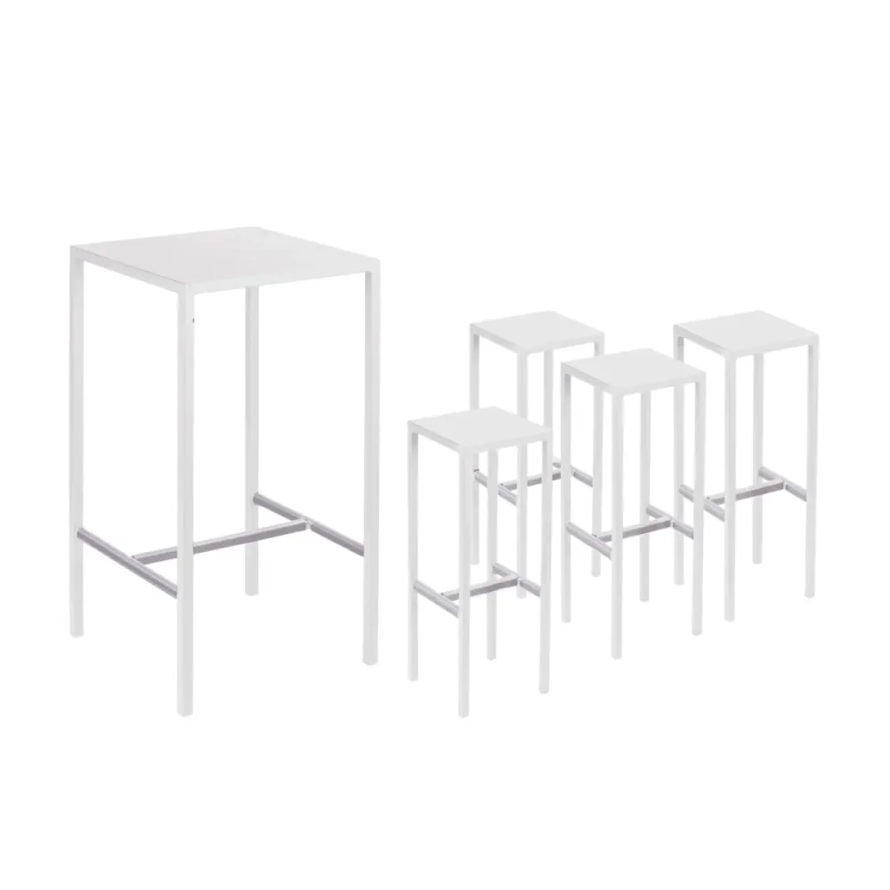Set tavolo alto + 2 sgabelli metallo "Seaside" da giardino moderno cm 60x60 110h Vermobil