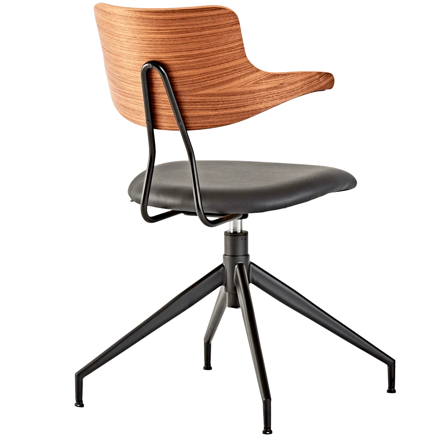VL119 SEDIA GIREVOLE PELLE E LEGNO VERMUND
