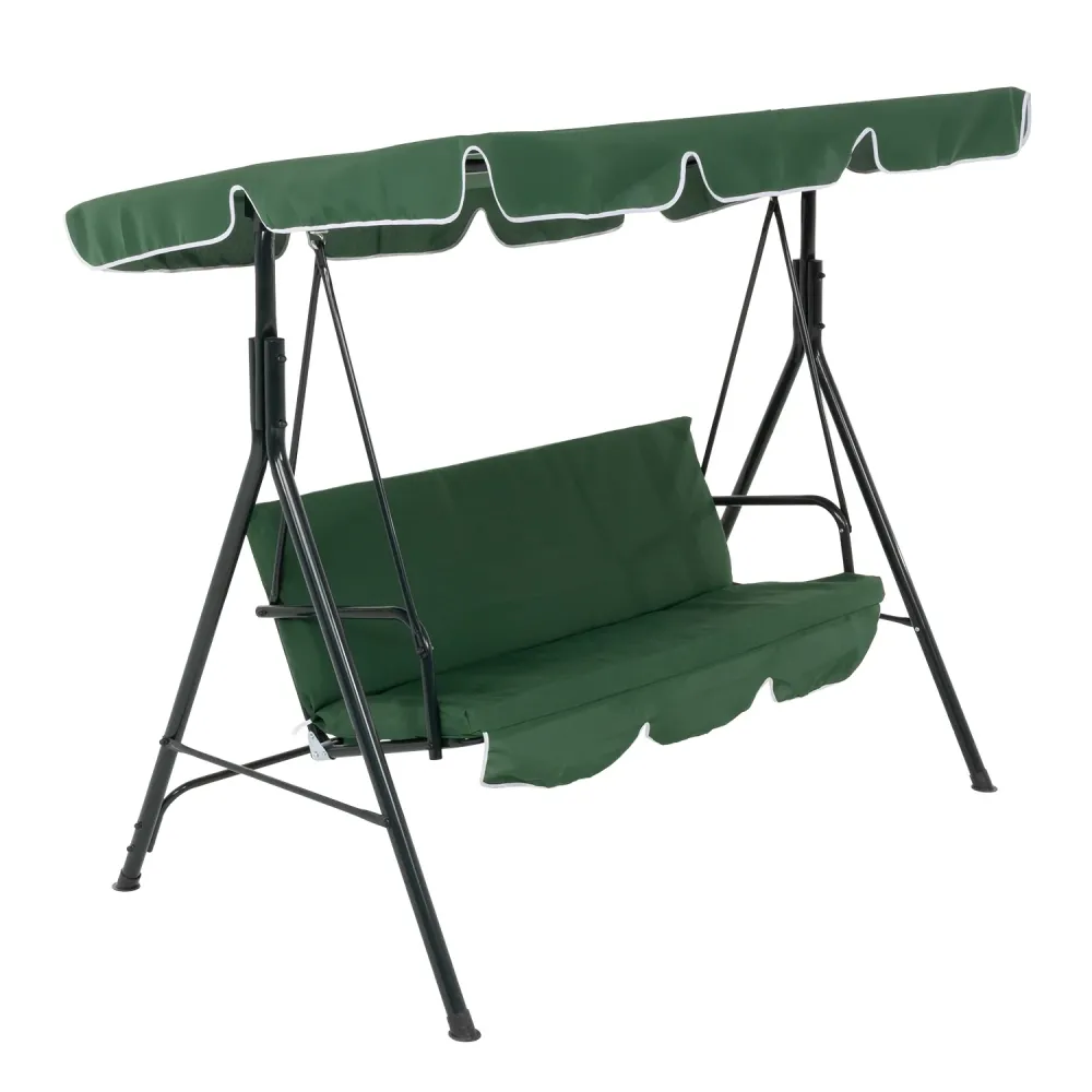 VESTIAMO CASA GIARDINO - Dondolo da Giardino 3 Posti Verde Acciaio con Tettuccio - h153x170x110 cm