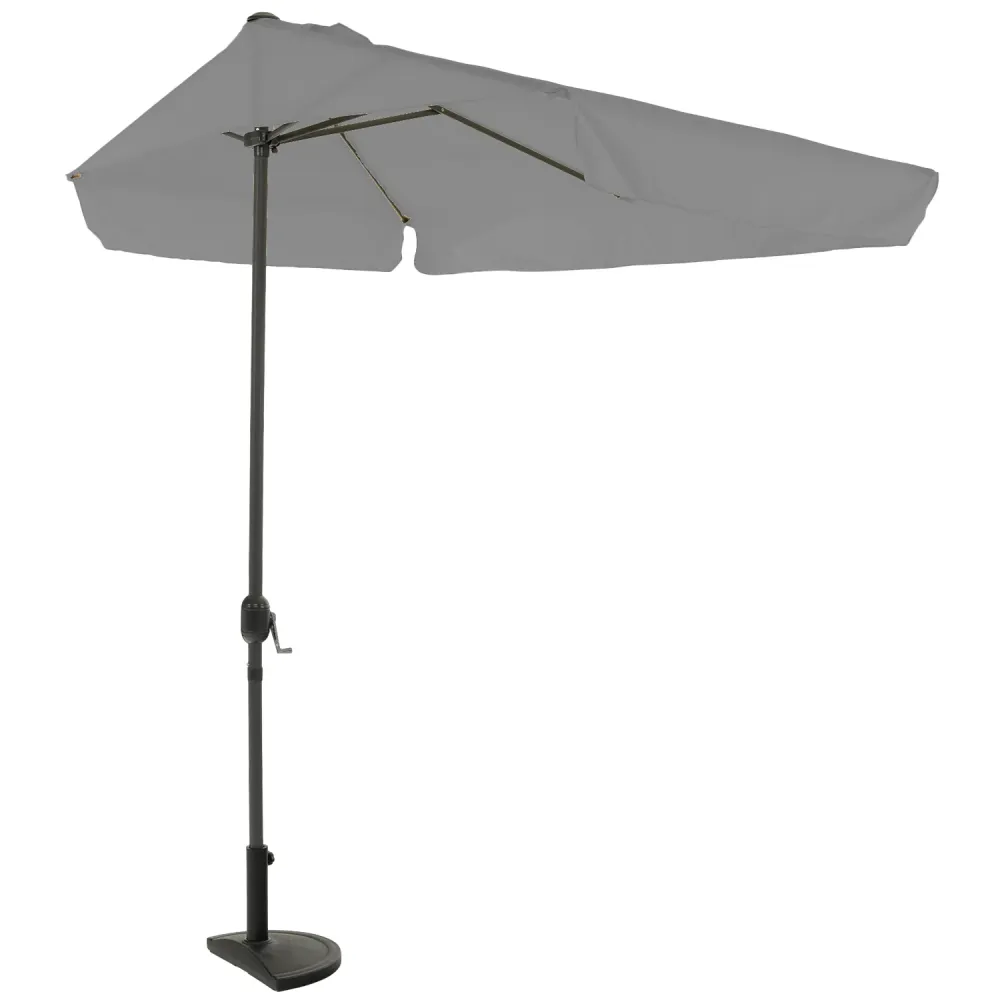 VESTIAMO CASA GIARDINO - Ombrellone Decentrato Semicerchio da Balcone con manovella Grigio h2,30x1,30 metri