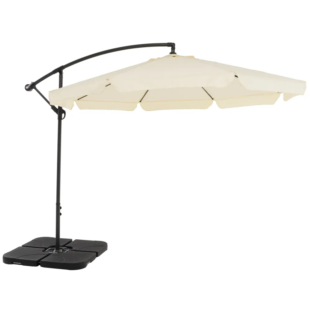 VESTIAMO CASA GIARDINO - Ombrellone Tondo Ecru lampada con carrucola - h250 cm x diametro 300 cm