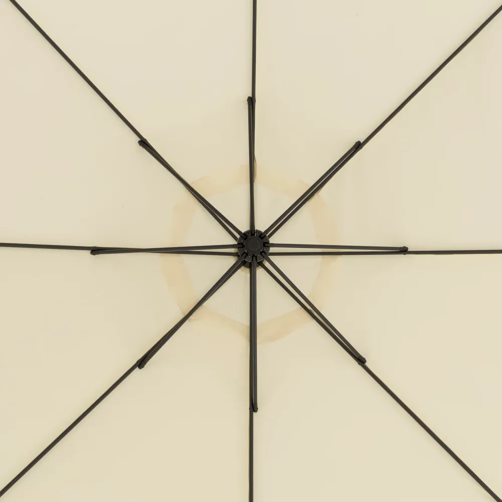 VESTIAMO CASA GIARDINO - Ombrellone Tondo Ecru lampada con carrucola - h250 cm x diametro 300 cm