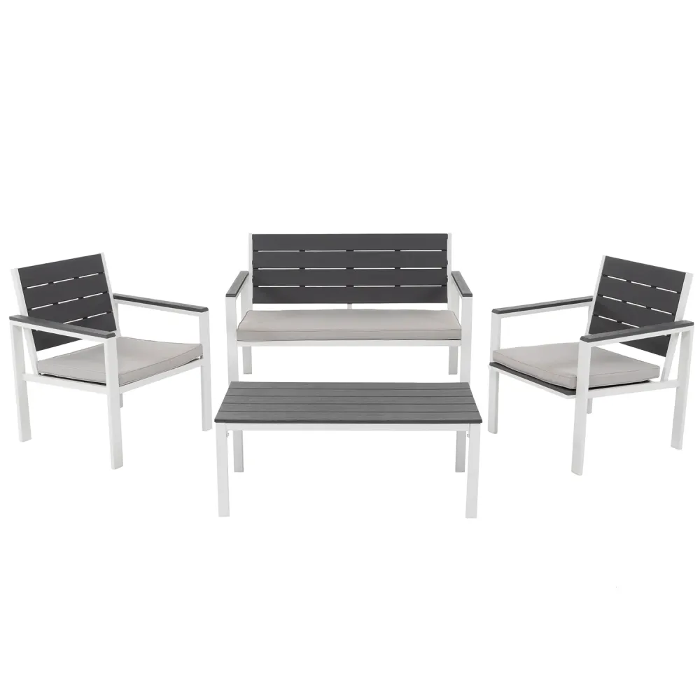 VESTIAMO CASA GIARDINO - Set da giardino acciaio Bianco con Doghe Effetto Legno Antracite